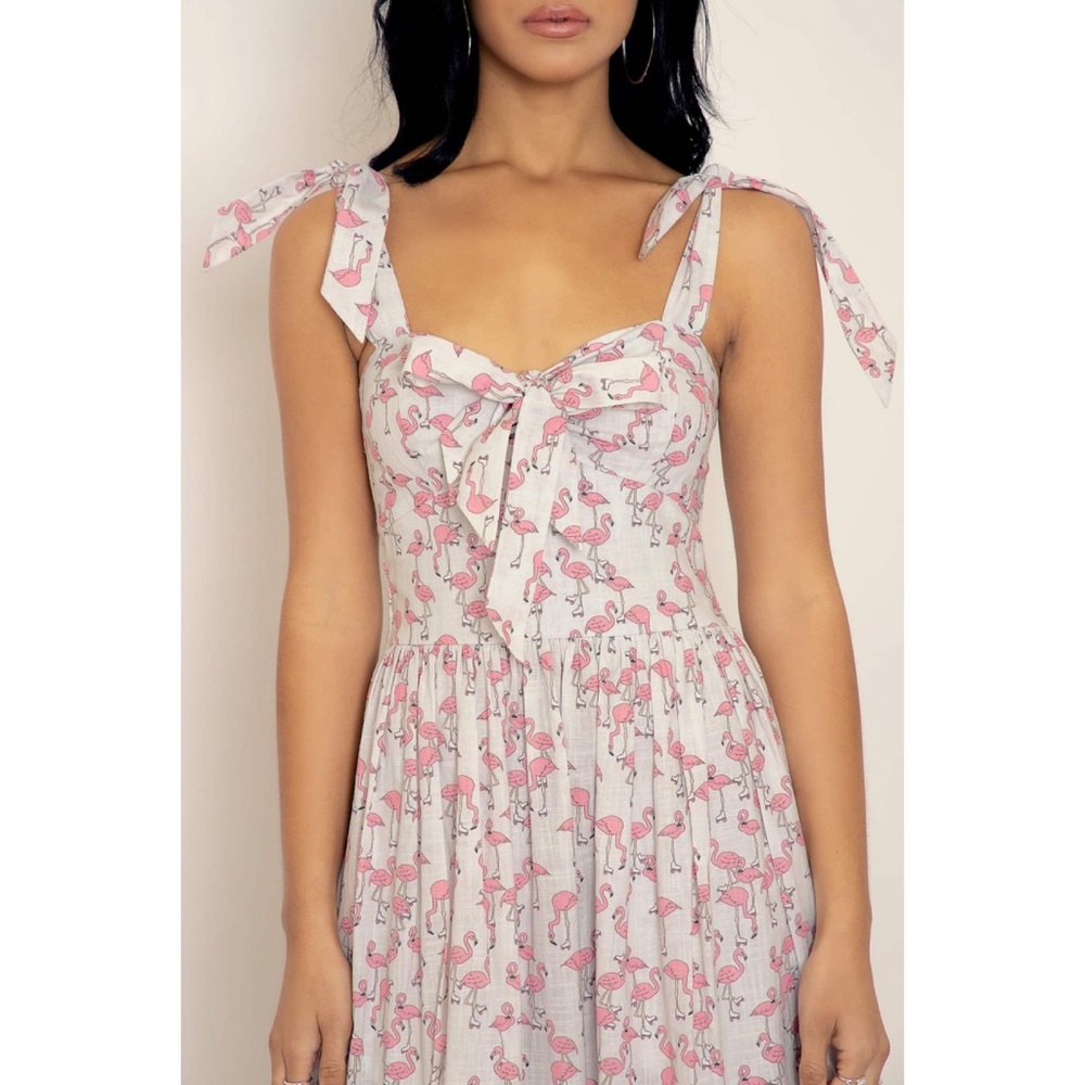 Blackmilk White Midi Dress with Pink Floral Print - Picture 5 of 10